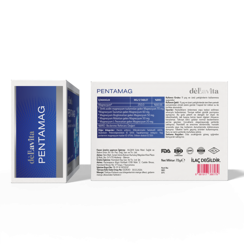 Dellavita Pentamag (5-Magnezyum Kompleksi), 60 Tablet